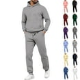 thumbnail image 1 of yuCgh Men's Two-Piece Hoodie Sweatshirt and Jogging Pants Tracksuit Set for Casual Sports and Athletic Wear, Comfortable Lounge Outfit for Outdoor Activities and Everyday Use,White 2XL, 1 of 6
