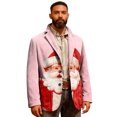 thumbnail image 1 of yuCgh Men's Ugly Christmas Corduroy Suit Jacket with Warm Pockets, Cardigan for Casual Holiday Fashion, Fun Print for Celebrations,Pink L, 1 of 6