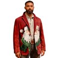 thumbnail image 1 of yuCgh Men's Ugly Christmas Corduroy Suit Jacket with Warm Pockets, Cardigan for Casual Holiday Fashion, Fun Print for Celebrations,Wine M, 1 of 6