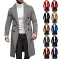 thumbnail image 1 of yuCgh Men's Wool Blend Trench Coat, Double Breasted Pea Coat with Notch Lapel, Long Overcoat for Casual & Smart Casual Outfits, Fall Winter Style,Vermilion,M, 1 of 6