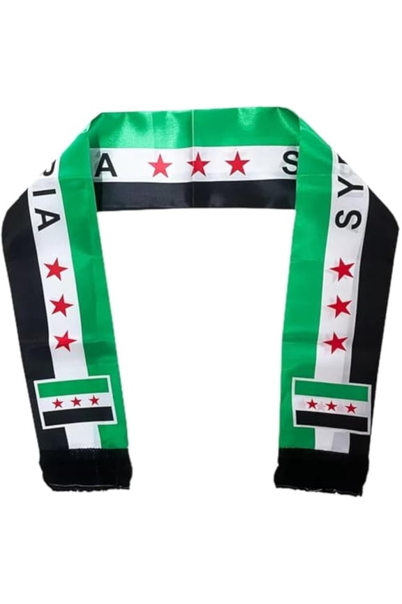 Syrian Flag Scarf, Satin Wedding Decoration Scarf, Neck Hanging Scarf for Women, Syrian Cultural Accessory, Patriotic Scarf, Festival Celebration Scarf,A