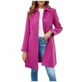 thumbnail image 1 of yuCgh Women's Elegant Single-breasted Long-sleeved Lapel Winter Coat with Pea Coat Design for Cold Season Warm and Chic Outerwear,Hot Pink L, 1 of 6