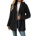 thumbnail image 1 of yuCgh Women's Fashionable Solid Color Long Sleeved Loose Hooded Zipper Down Plush Jacket with Comfortable Fit for Autumn Winter Outerwear,Black 2XL, 1 of 8