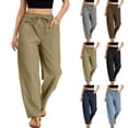 thumbnail image 1 of yuCgh Women's Wide Leg Cropped Casual Elastic Drawstring Waisted Pants with Pockets, Comfortable Harem Pants for Lounge and Outdoor Activities,Coffee 2XL, 1 of 6