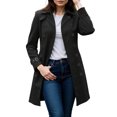 thumbnail image 1 of yuCgh Womens Coat Double-Breasted Long Dressy Windbreaker Overcoat Fall Winter Outerwear with Classic Solid Color Design for Elegant and Warm Look,Black 4XL, 1 of 4