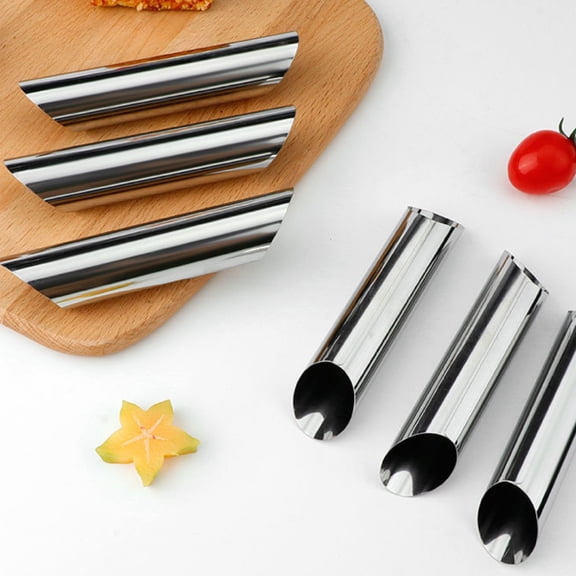 yuHome 6 Pack Stainless Steel Double Beveled Round Tube Croissant Horns Molds | Danish Pastry Baking Tool | Dough Shaper | Pastry Making Supplies