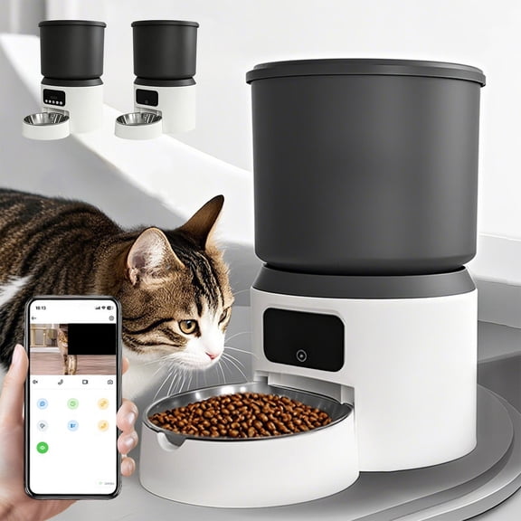 yuHome Automatic Pet Feeder for Dogs Cats with Timer Control | Remote Feeding Smart Food Dispenser | Stainless Steel Bowl 4L Capacity Dry Food | Portion Control Meal Scheduler