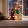 thumbnail image 1 of yuHome Christmas Lighted Snow House Ceramic Decor Ornament | Led Winter Village Tabletop Figurine with Glowing Window | Festive Holiday Mantel Shelf Windowsill Decoration for Home Winter Themed Party, 1 of 7
