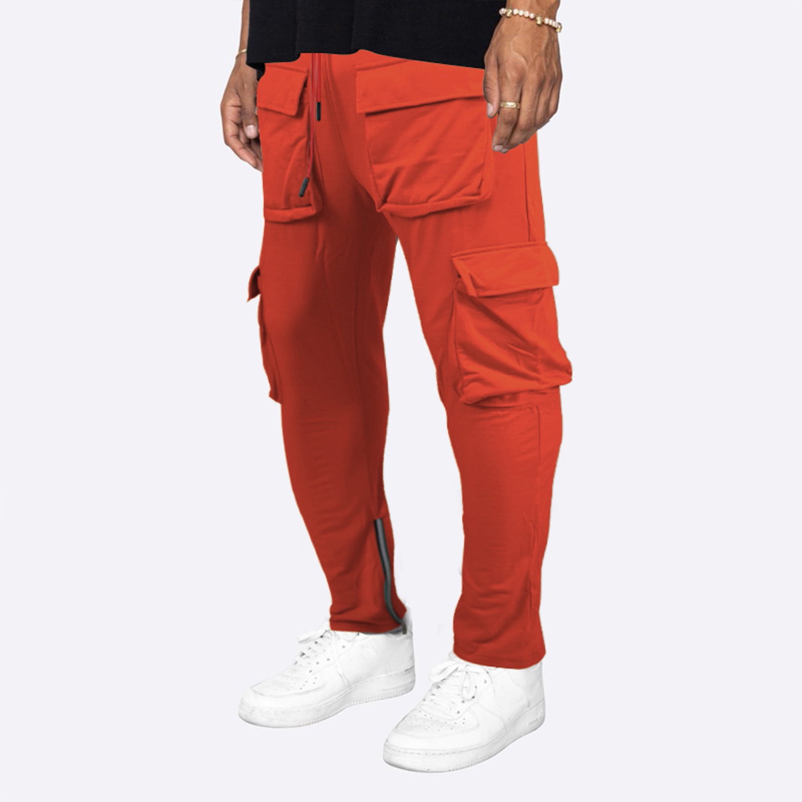 Manfinity Men Neon Orange Push Buckle Detail Cargo Pants | SHEIN USA