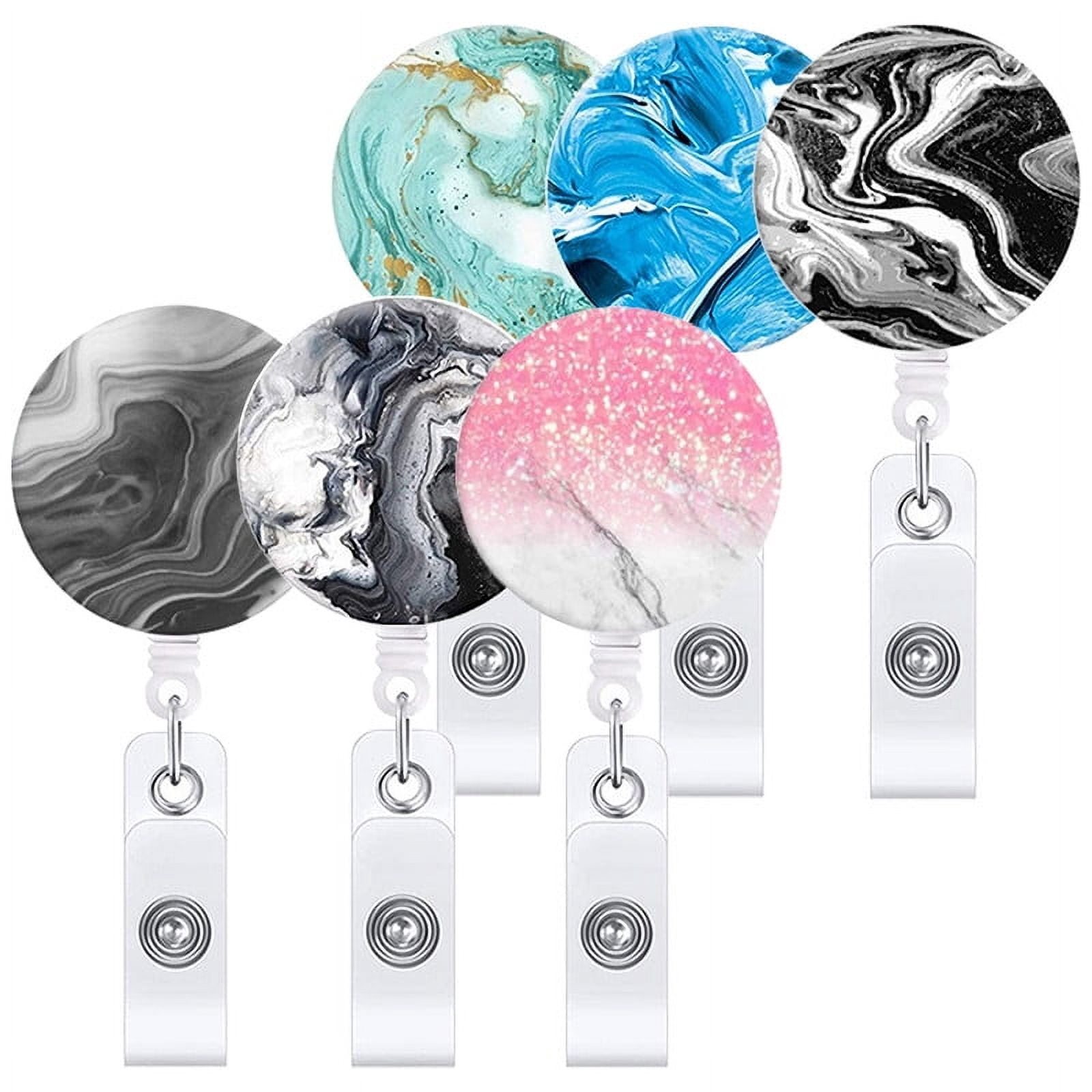 yueXinCh 6 Pcs Badge Reel Retractable Badge Holder with Alligator Clip for Nurse Doctor