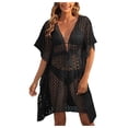 thumbnail image 1 of yueewhu Beach Swimsuit for Women Sleeve Coverups Bikini Cover Up Net (Black, S), 1 of 7