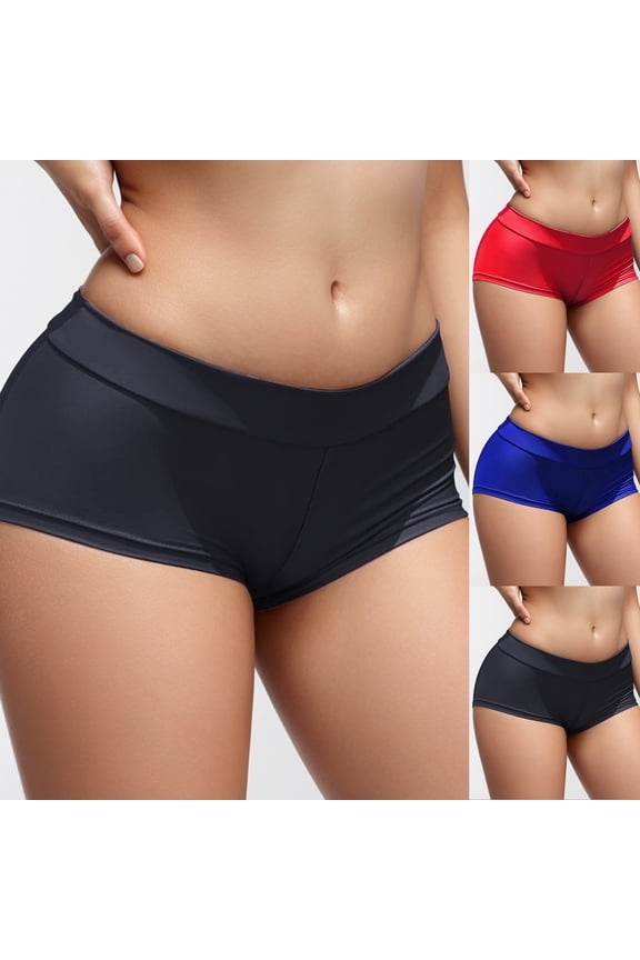 Boy Cut Low Rise Booty Shorts - Spandex Active Dance Yoga Workout Fitness Shorts for Women (Red, XXL)