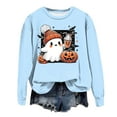 thumbnail image 1 of yueewhu Halloween Sweatshirt for Women Cute Spooky Season Sweatshirts Graphic Pumpkin Ghost Sweater Plus Size Outfit (Light Blue, 4XL), 1 of 4