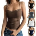 thumbnail image 1 of yueewhu Lace Cami Top Double Lined Sexy Tank Top Spaghetti Strap Club Party Shirt (Blue, XL), 1 of 5
