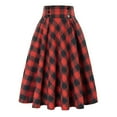 thumbnail image 1 of yueewhu Plaid Skirt for Womens High Waist Aline Pleated Midi Skirts (Brick Red, M), 1 of 5