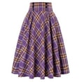 thumbnail image 1 of yueewhu Plaid Skirt for Womens High Waist Aline Pleated Midi Skirts (Dark Purple, XL), 1 of 6