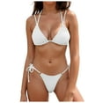 thumbnail image 1 of yueewhu String Bikinis for Women Two Piece Bathing Suits Triangle Bikini Set Halter Swimsuit Vintage Swimwear (White, M), 1 of 8