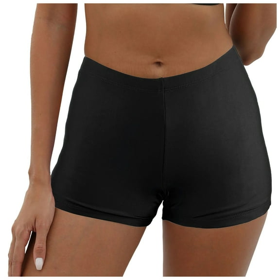 yueewhu Swim Short for Women Swim Bottom Swimsuit Boyshort Bathing Suit Bottoms Tankini Swimwear Board Shorts (Black, L)