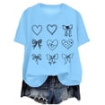 thumbnail image 1 of yueewhu Valentines Shirt for Women Romantic Love Heart Bow T-Shirts Valentine Day Lover Tee Tops (Light Blue, L), 1 of 6