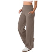 yueewhu Wide Leg Pants for Women Loose Yoga Pants with Pockets Petite/Regular/Tall Stretch Casual Lounge Pants Grey, S