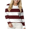 thumbnail image 1 of yueewhu Women Crewneck Long Sleeve Knitted Sweater 2026 Loose Fit Soft Solid Pullover (Wine, 3XL), 1 of 4