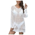 thumbnail image 1 of yueewhu Women Swimsuit Crochet Swim Cover Up 2026 Summer Bathing Suit Swimwear Mesh Knit Beach Dress Vacation Outfits (White, S), 1 of 9