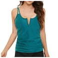 thumbnail image 1 of yueewhu Women Tankini Bathing Suit Top - Ruched Tummy Control Swimsuit Top Modest Swim Tank Top Only No Bottom 2026 (Green, L), 1 of 9