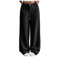 thumbnail image 1 of yueewhu Women's Casual Pants Corduroy Straight Leg Lounge Pants Plain Loose Trousers Fashion Long Pants (Black, M), 1 of 6