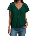 thumbnail image 1 of yueewhu Women's Casual Summer T Shirts Short Sleeve V Neck Tops Tshirts (Dark Green, XL), 1 of 5