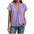 thumbnail image 1 of yueewhu Women's Casual Summer T Shirts Short Sleeve V Neck Tops Tshirts (Light Purple, XXL), 1 of 5