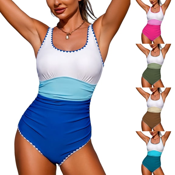 yueewhu Womens One Piece Swimsuits Square Neck Full Coverage Swimwear Slimming Tummy Control Bathing Suit (Coffee, L)