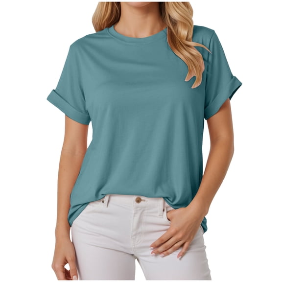 yueewhu Womens Summer Tops Oversized Short Sleeve Business Casual T Shirts Trendy Fashion Clothes Spring Outfits 2026 (Mint Green, M)