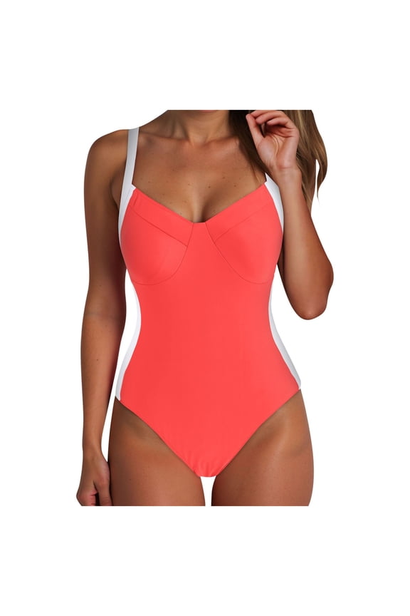 Womens Tummy Control One Piece Swimsuit Sexy Crisscross Back Bathing Suit (Orange, 3XL)