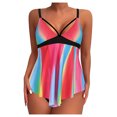 thumbnail image 1 of yueewhu Womens Two Piece Tankini Swimsuits Modest Flowy Swimdress V Neck Push Up Tops Tummy Control Bathing Suits with Shorts (Multicolour, 4XL), 1 of 6