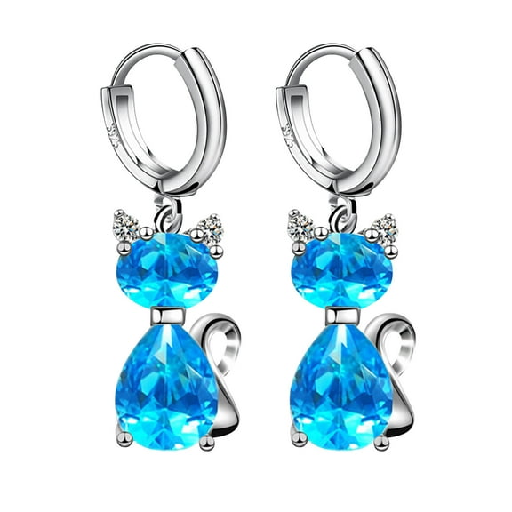 yuehao accessories earrings fashion earrings stainless steel round earrings women creative earrings diamond dangling earrings for women blue