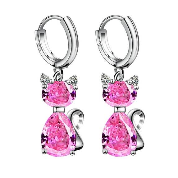 yuehao accessories earrings fashion earrings stainless steel round earrings women creative earrings diamond dangling earrings for women pink