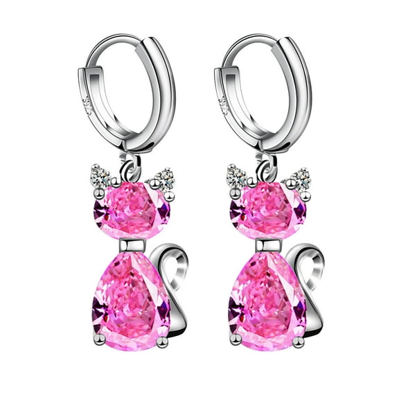 yuehao accessories earrings fashion earrings stainless steel round earrings women creative earrings diamond dangling earrings for women pink