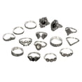 thumbnail image 1 of yuehao accessories rings above set vintage rings blue women bohemian silver rings 15pcs/set stack rings silver, 1 of 8