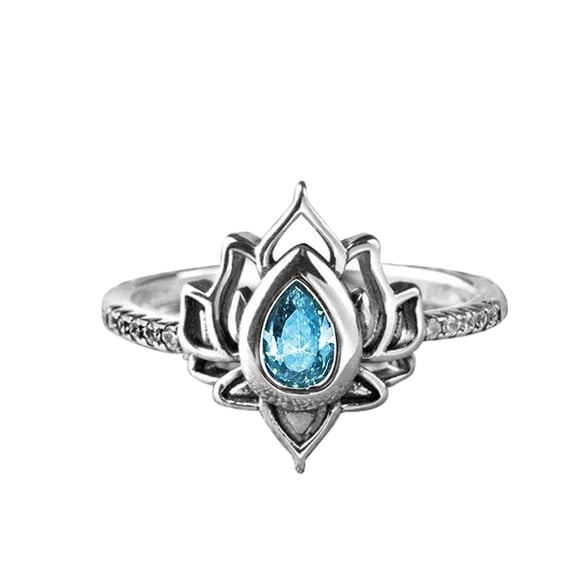 yuehao accessories rings s925 anemone ring female tail ring pinky with zircon ring, engagement gift, wedding anniversary, gift for lover, valentine's day gift blue 5
