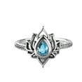 thumbnail image 1 of yuehao accessories rings s925 anemone ring female tail ring pinky with zircon ring, engagement gift, wedding anniversary, gift for lover, valentine's day gift blue, 1 of 3