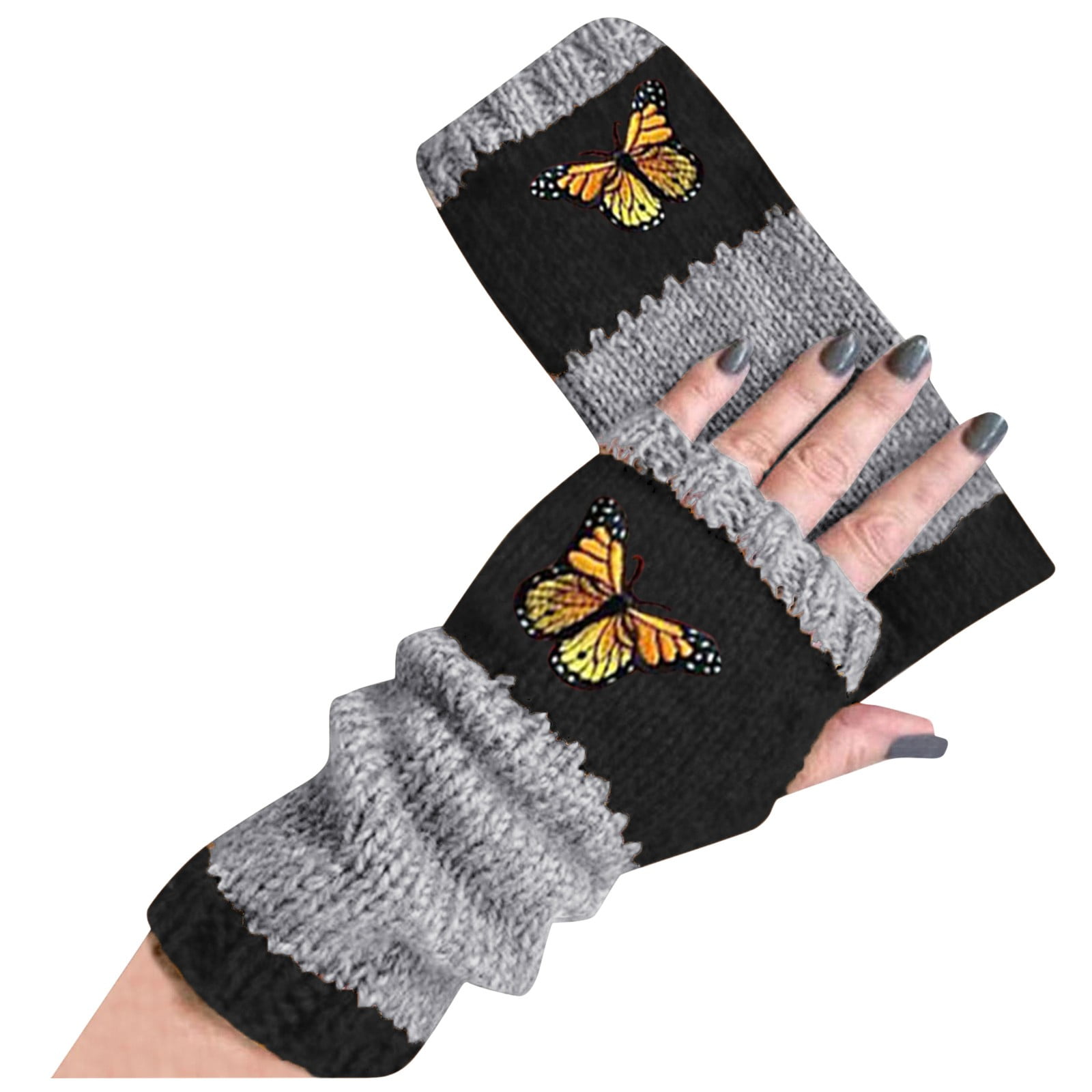 yuehao gloves mittens handmade warm hook gloves woolen flower