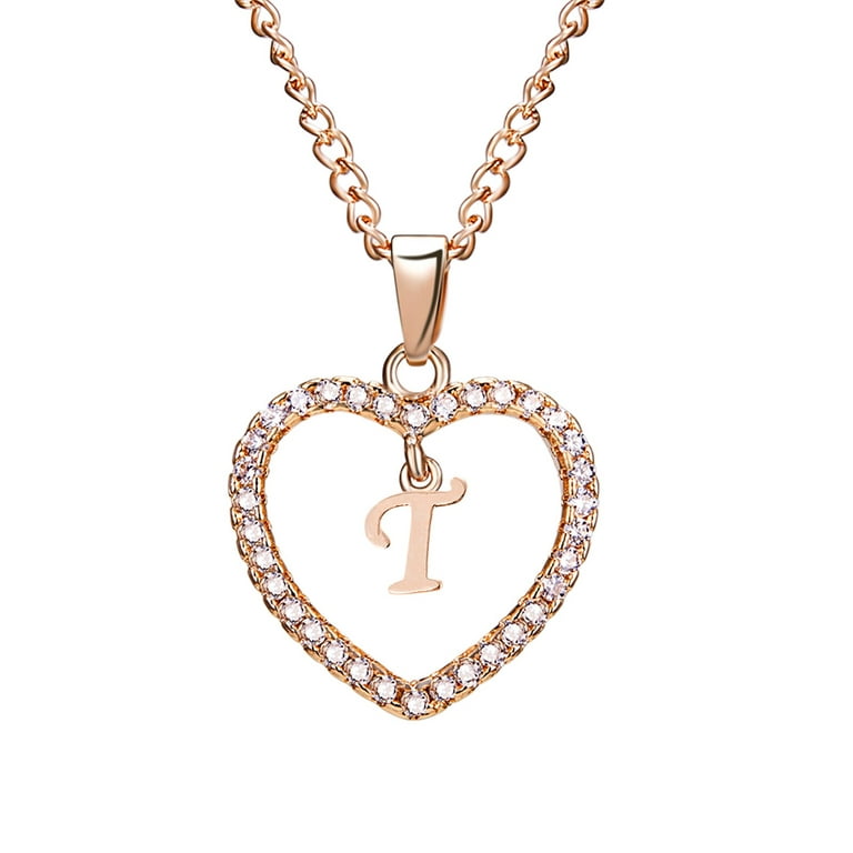 yuehao necklaces & pendants women's fashion heart letter necklace 26  letters love clavicle neck chain t