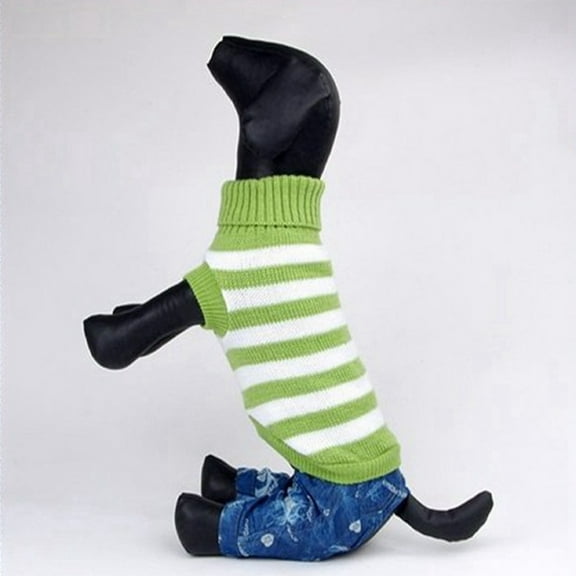 yuehao pet supplies popular fashion pet winter warm sweater interval color pet clothes pet sweater green