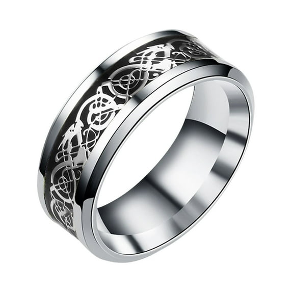 yuehao rings dragon stainless ring steel dragon titanium steel ring golden with silver rings