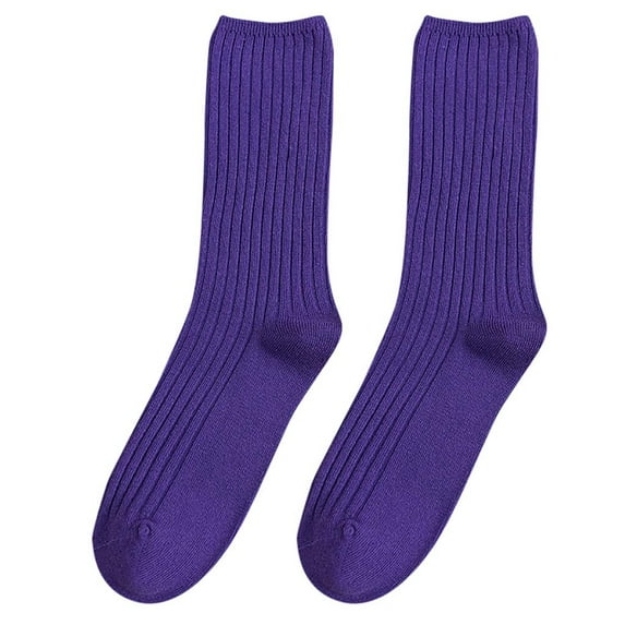 yuehao socks women's solid autumn socks casual cotton socks warm socks dark purple