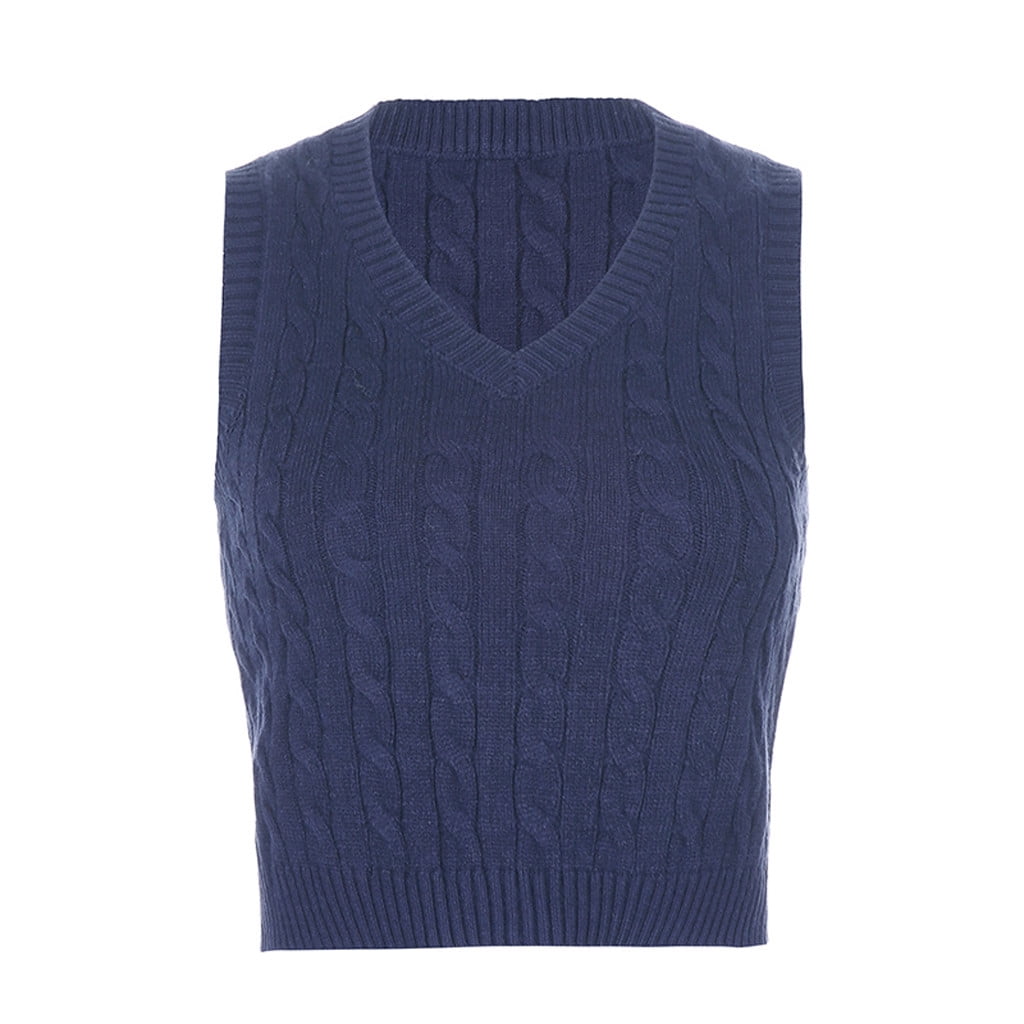  Mebius Girl's Cute Preppy Sweater Vest Sleeveless V Neck Knit  Casual School Checkered Cropped Top Blue Checkered 6 Years : Clothing,  Shoes & Jewelry