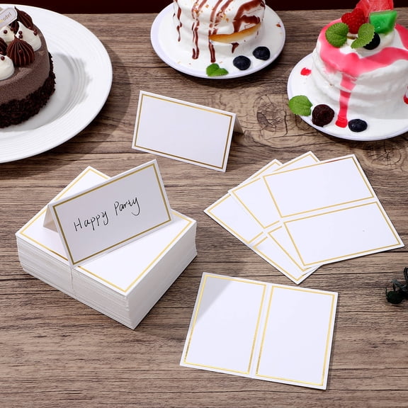 yuehuaidai 120pcs Place Cards Blank Seating Name Cards Table Tent Cards Blank Reserved Cards Table Setting Cards For Wedding Party Banquets