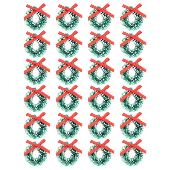 ULTNICE 24Pack Mini Wreaths Round Sisal Silk for Christmas and Holiday Decor