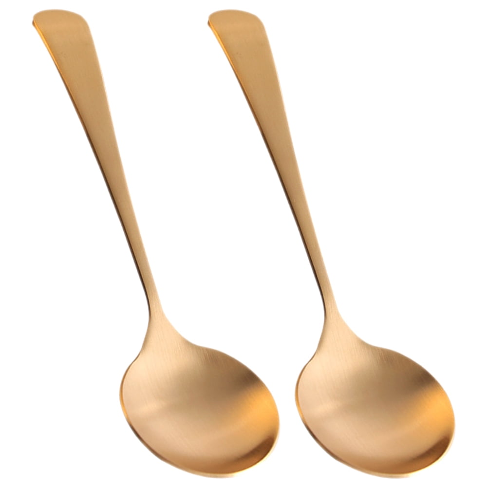 ULTNICE Metal Soup Spoons Brass Suitable for Soup and Rice Household Users Daily Use 2Pcs