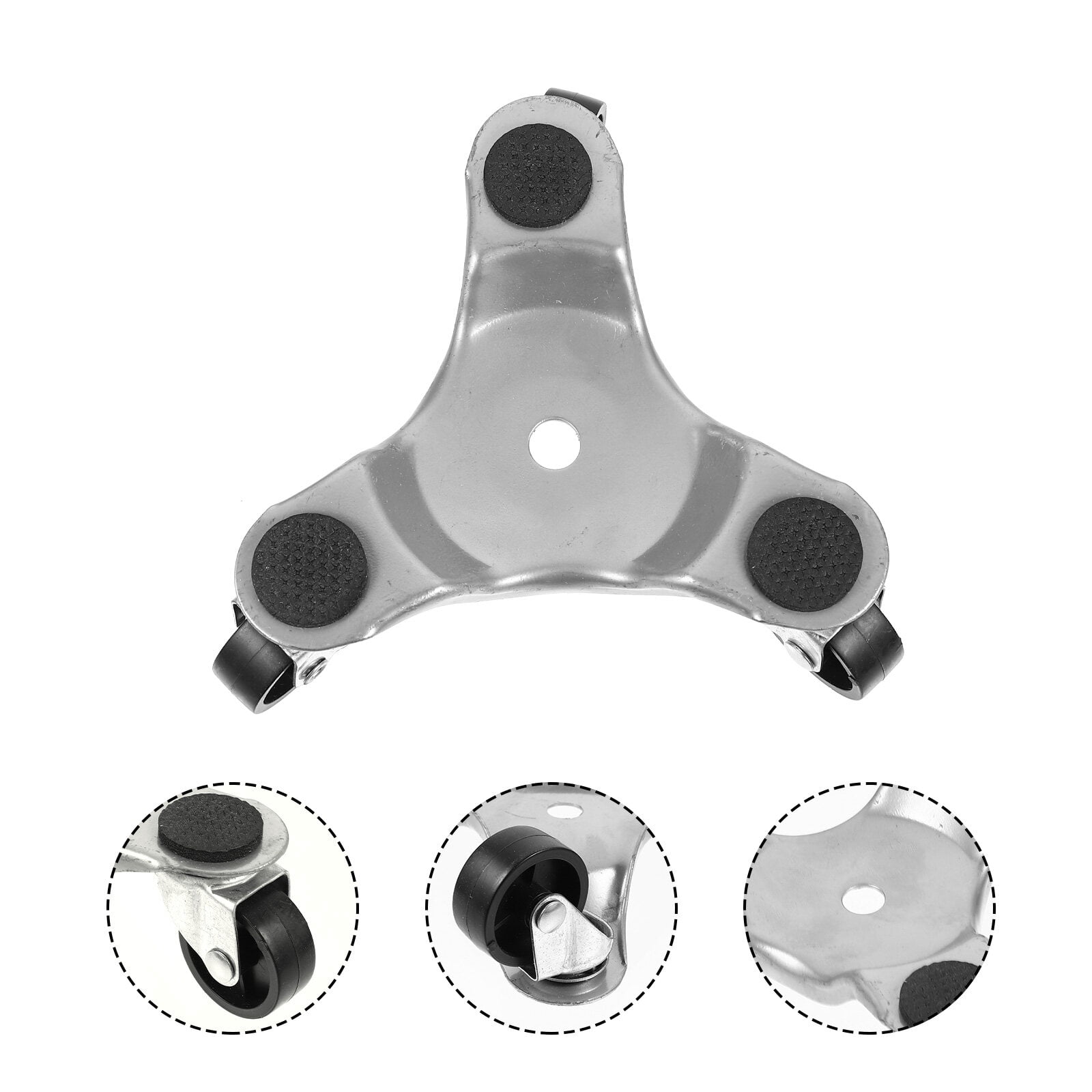 ULTNICE Triangle Dolly Swivel Caster Carbon Steel Moving Furniture Tool 3 Wheel Silver for Home 3Pcs